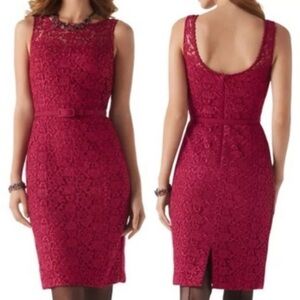 White House Black Market Women Red Cocktail Dress Lace . WHBM. NO BELT